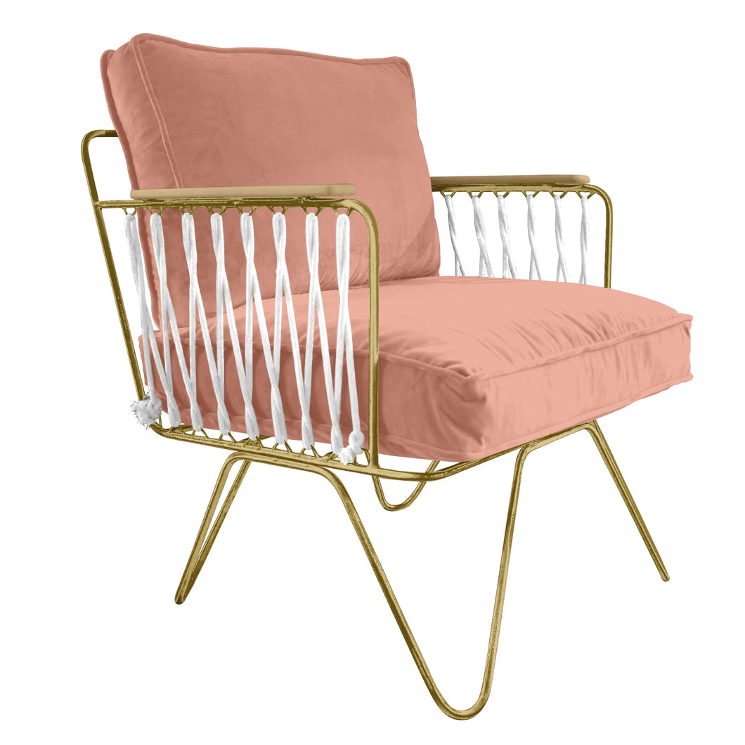 Fauteuil CROISETTE velours - ROSE