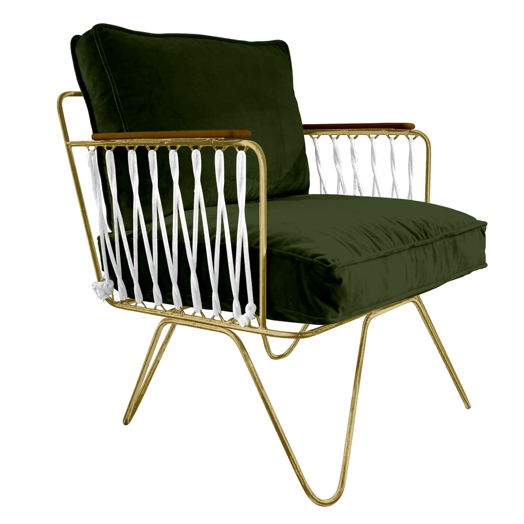 Fauteuil CROISETTE velours - VERT FORET