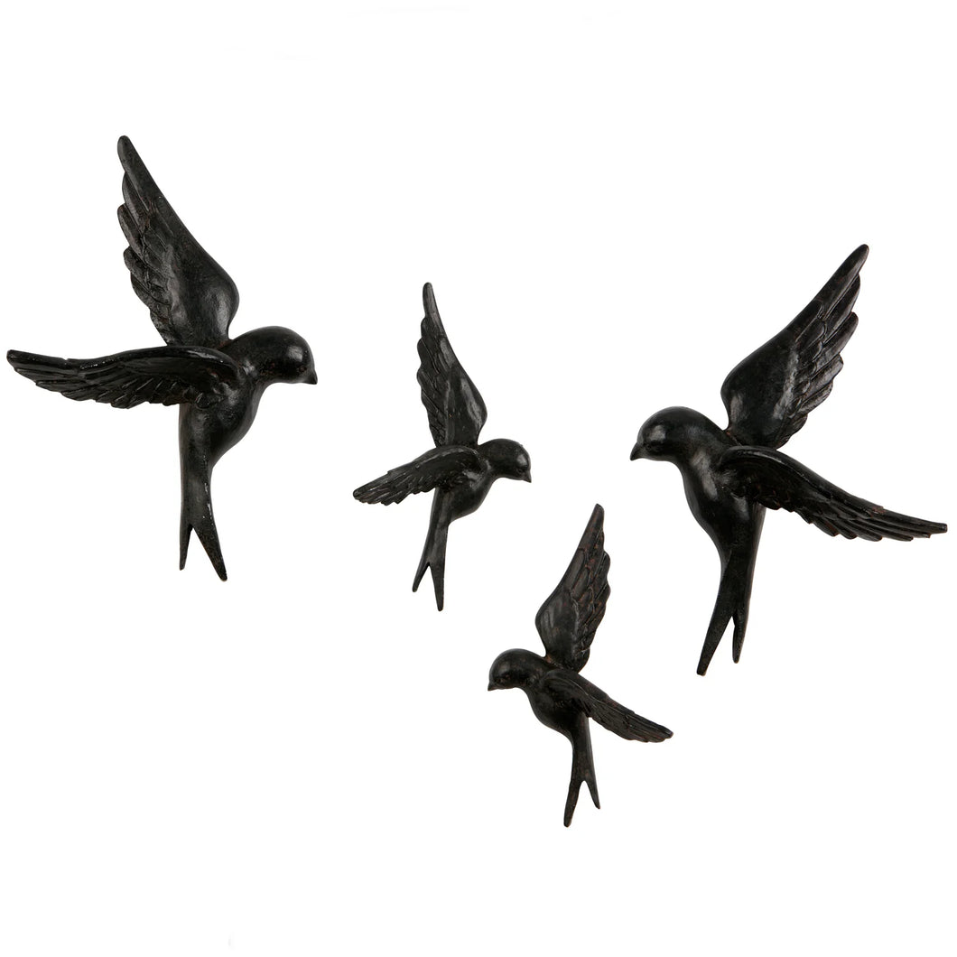 Set de 4 oiseaux noirs