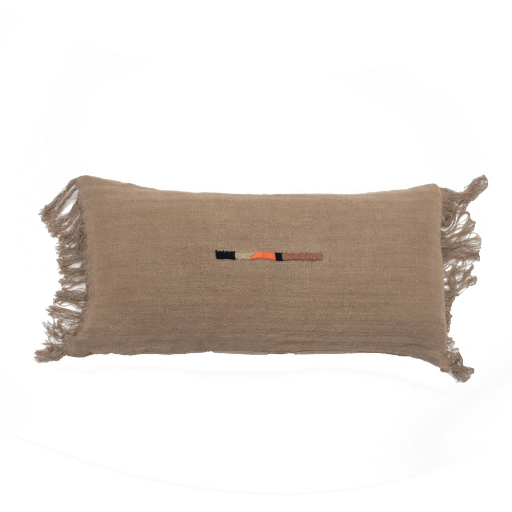 Coussin en lin frangé moka - BARY