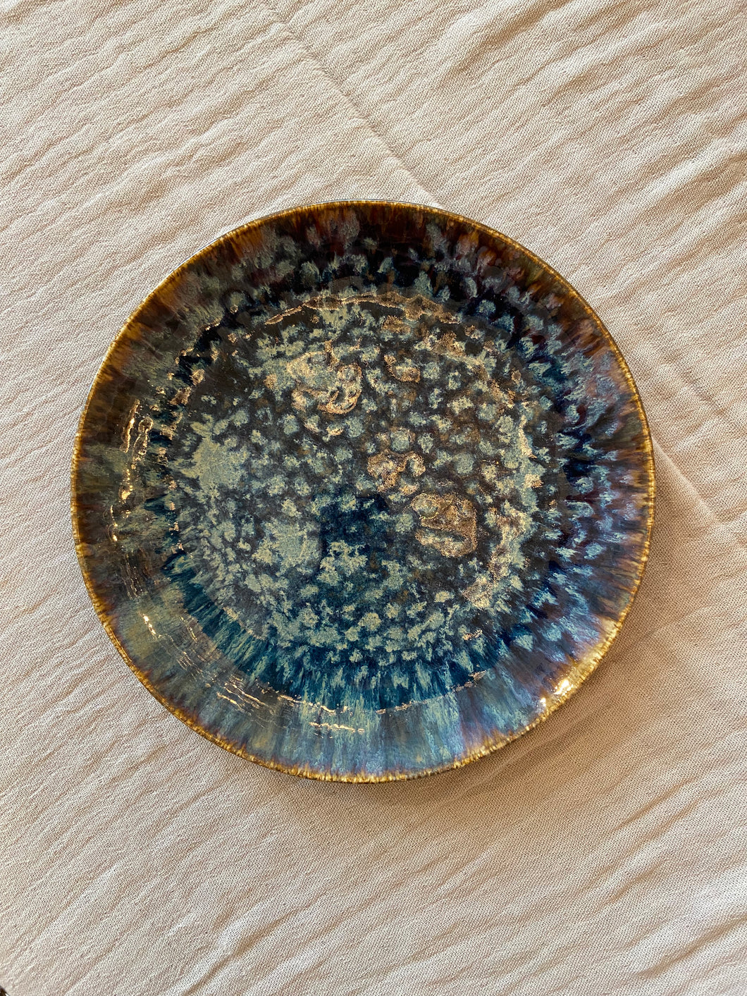 Assiette plate L - Bleu/marron