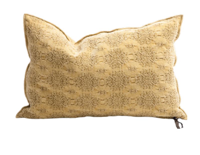 Coussin en lin vice versa - Jacquard stone washed kilim - PAILLE