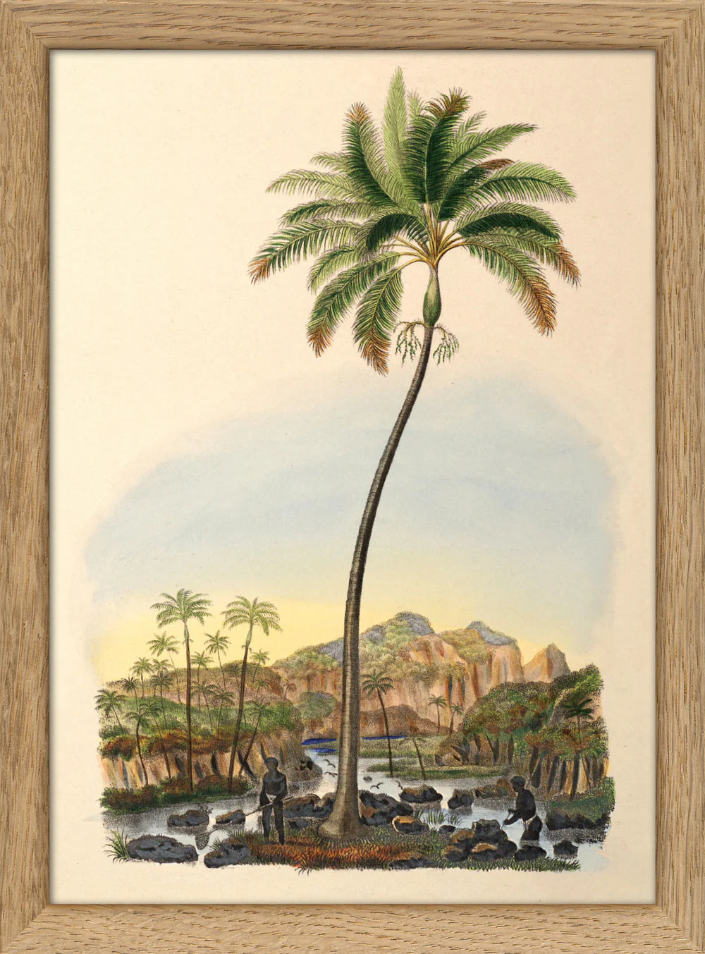 Cadre avec illustration palmier de jour- 15x21cm