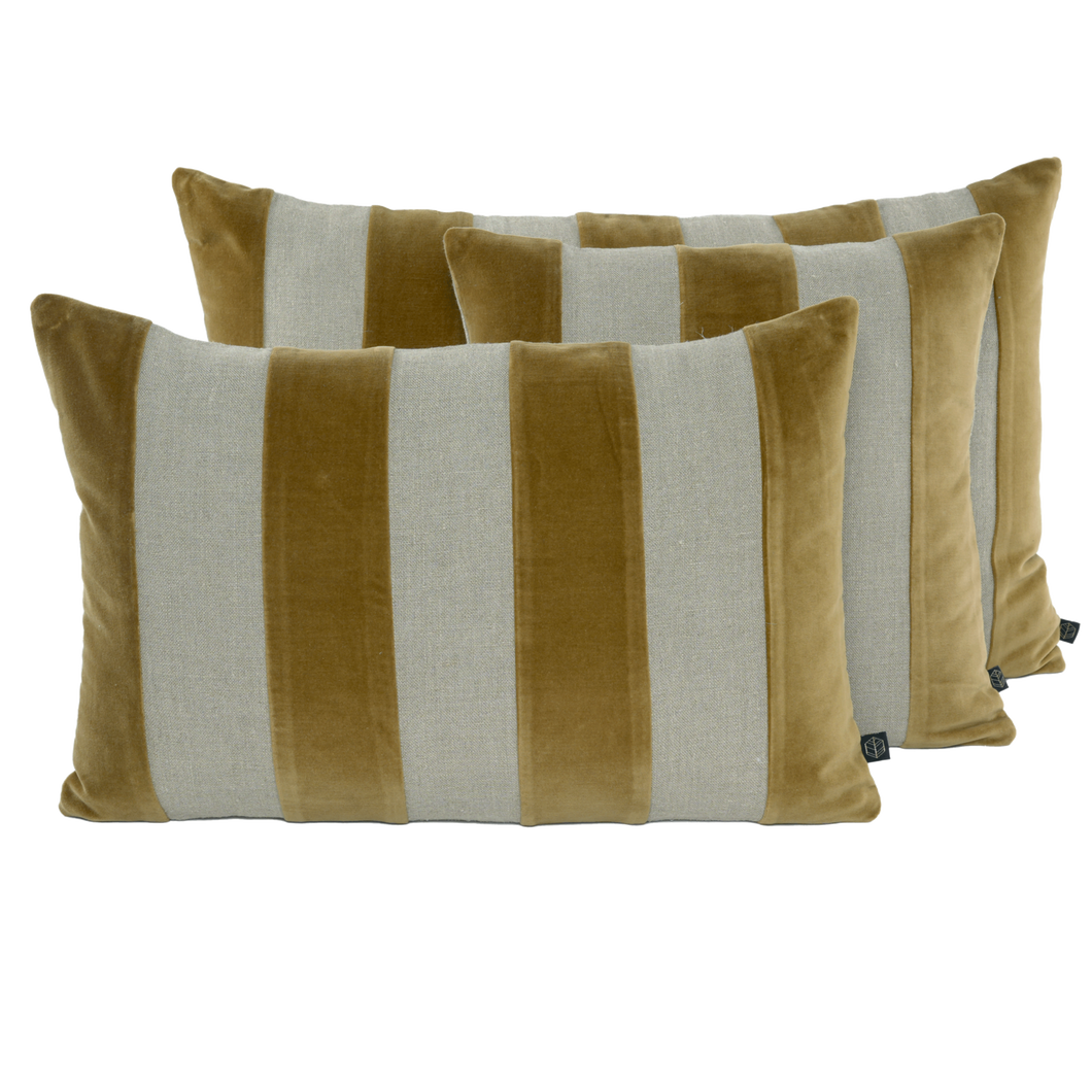 Coussin en lin et velours de coton - GOLD