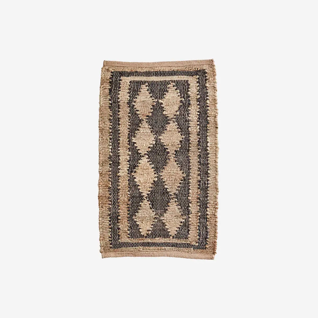 Tapis jute et cuir - Brun foncé