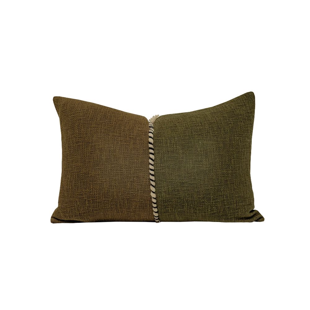 Coussin en coton flammé - Bronze/Kaki