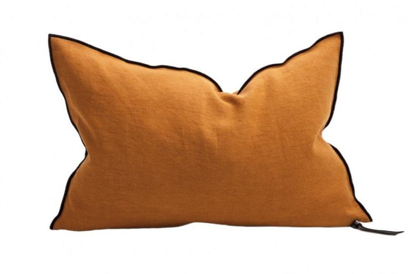 Coussin vice versa - Black line et lin lavé - AMBRE