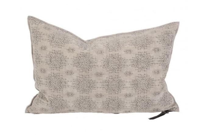 Coussin en lin vice versa - Jacquard stone washed kilim - CIMENT