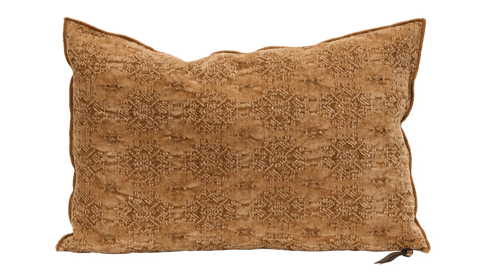 Coussin en lin vice versa - Jacquard stone washed kilim - TERRACOTTA