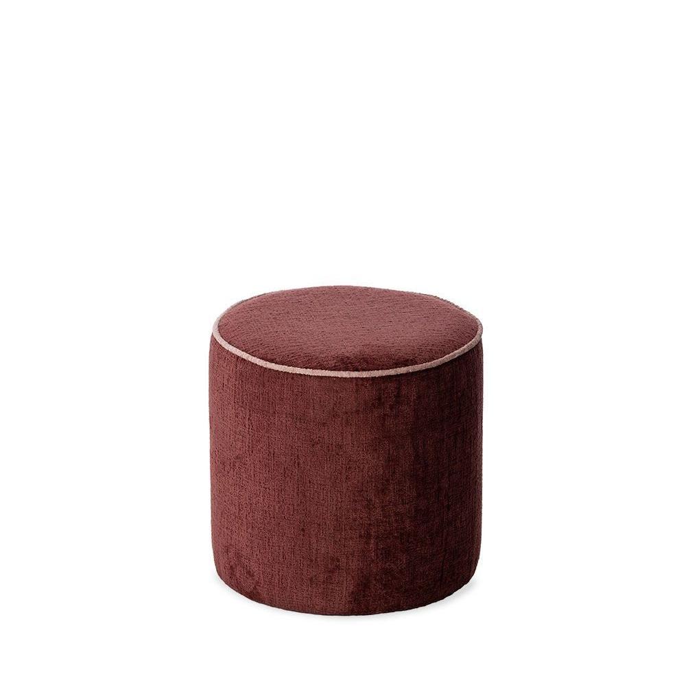 Pouf en tissus bordeaux