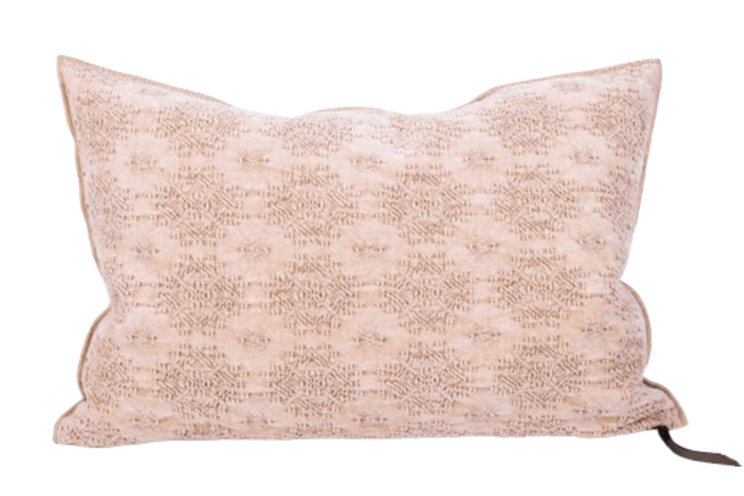 Coussin en lin vice versa - Jacquard stone washed kilim - BICHE